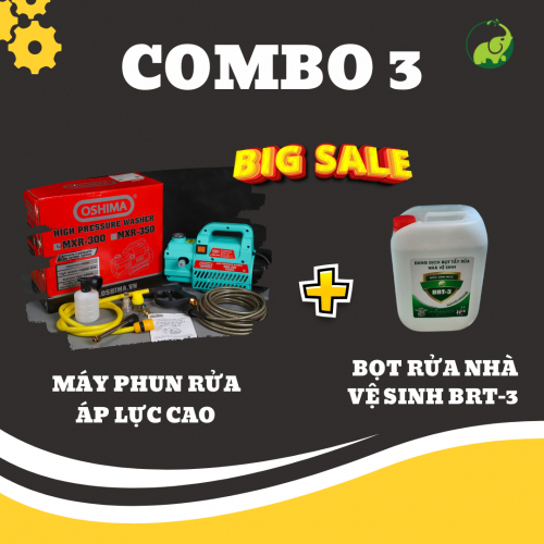 Combo 3: Máy Phun Rửa & Bọt Rửa Nhà Vệ Sinh BRT-3